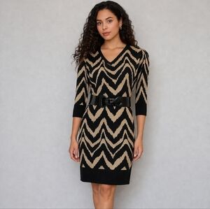 AB STUDIO  Sweater Dress With Belt Medium